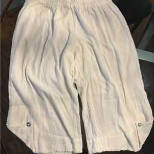 Oh My Gauze! White Textured Elastic-Waist Bottoms